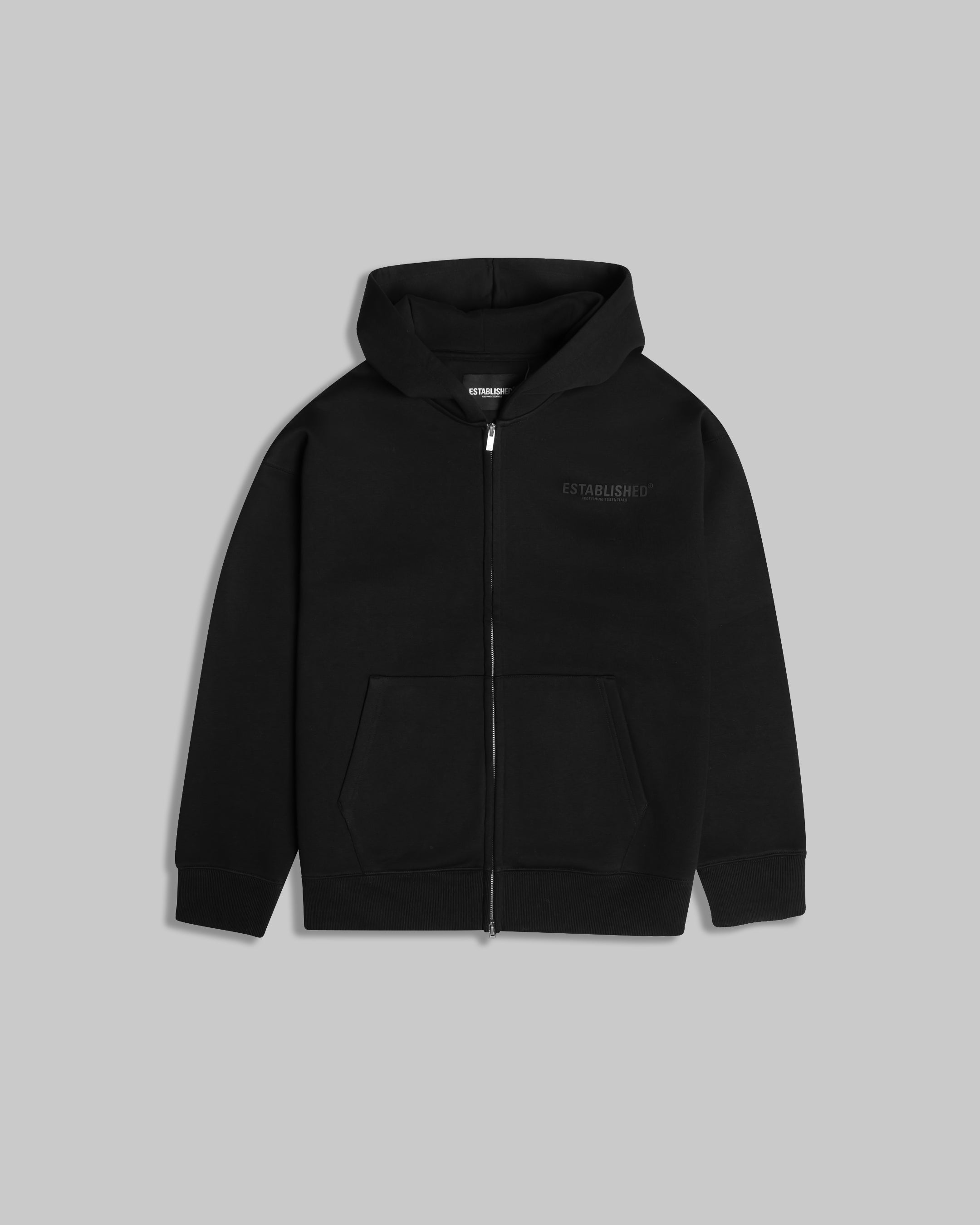 ESTABLISHED STUDIO LOGO ZIP HOODIE BLACK