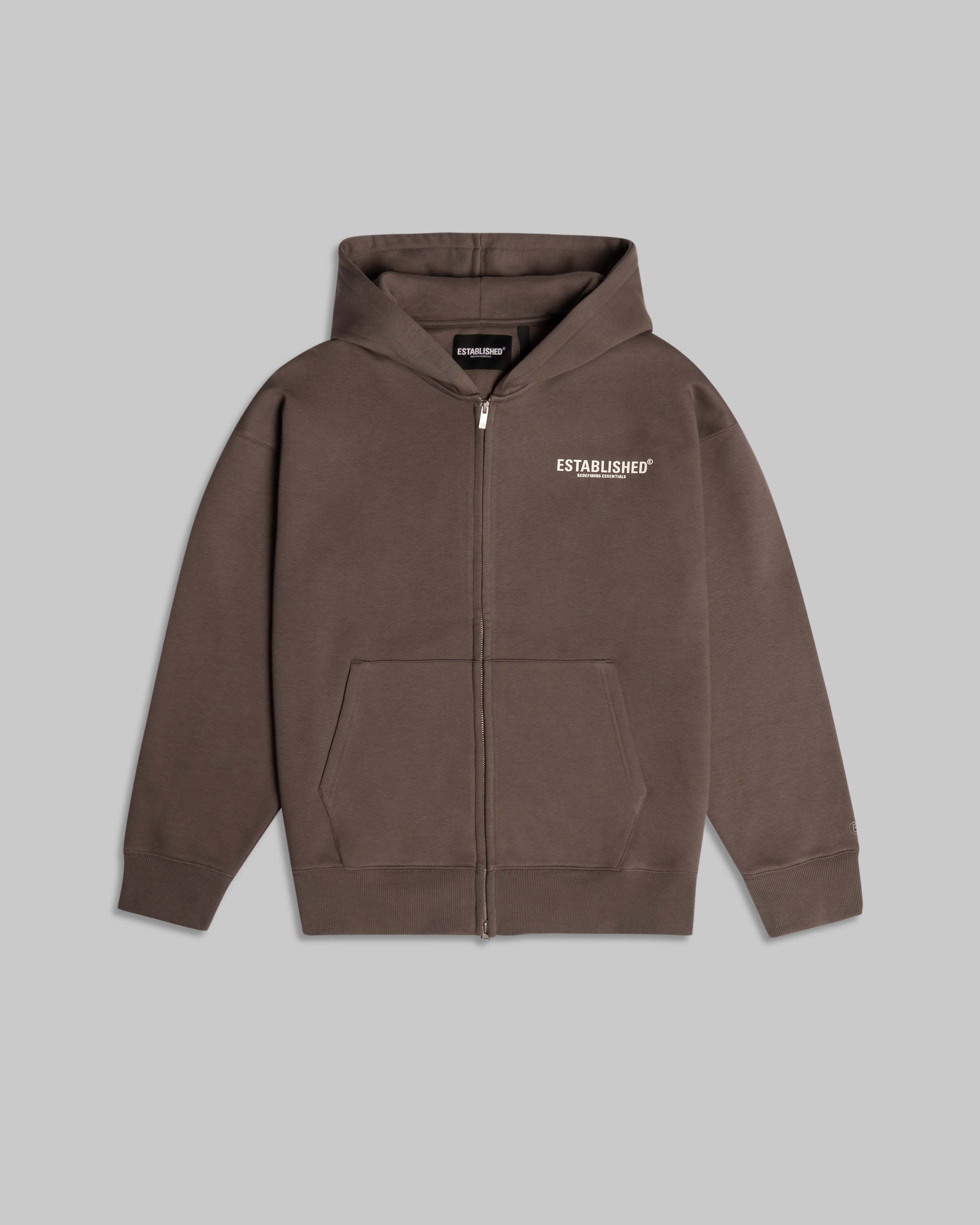 ESTABLISHED STUDIO LOGO ZIP HOODIE GREY