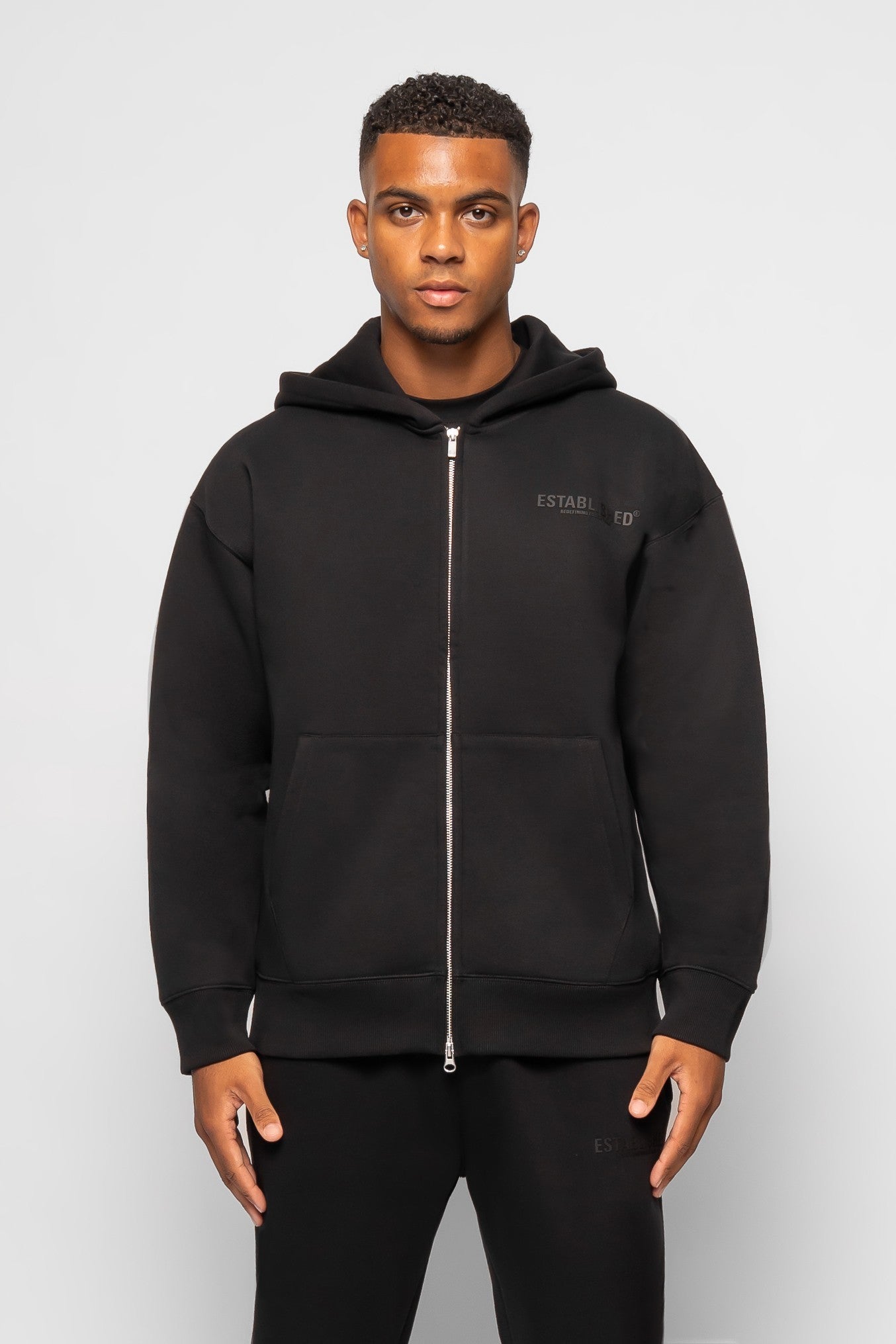 ESTABLISHED STUDIO LOGO ZIP HOODIE BLACK