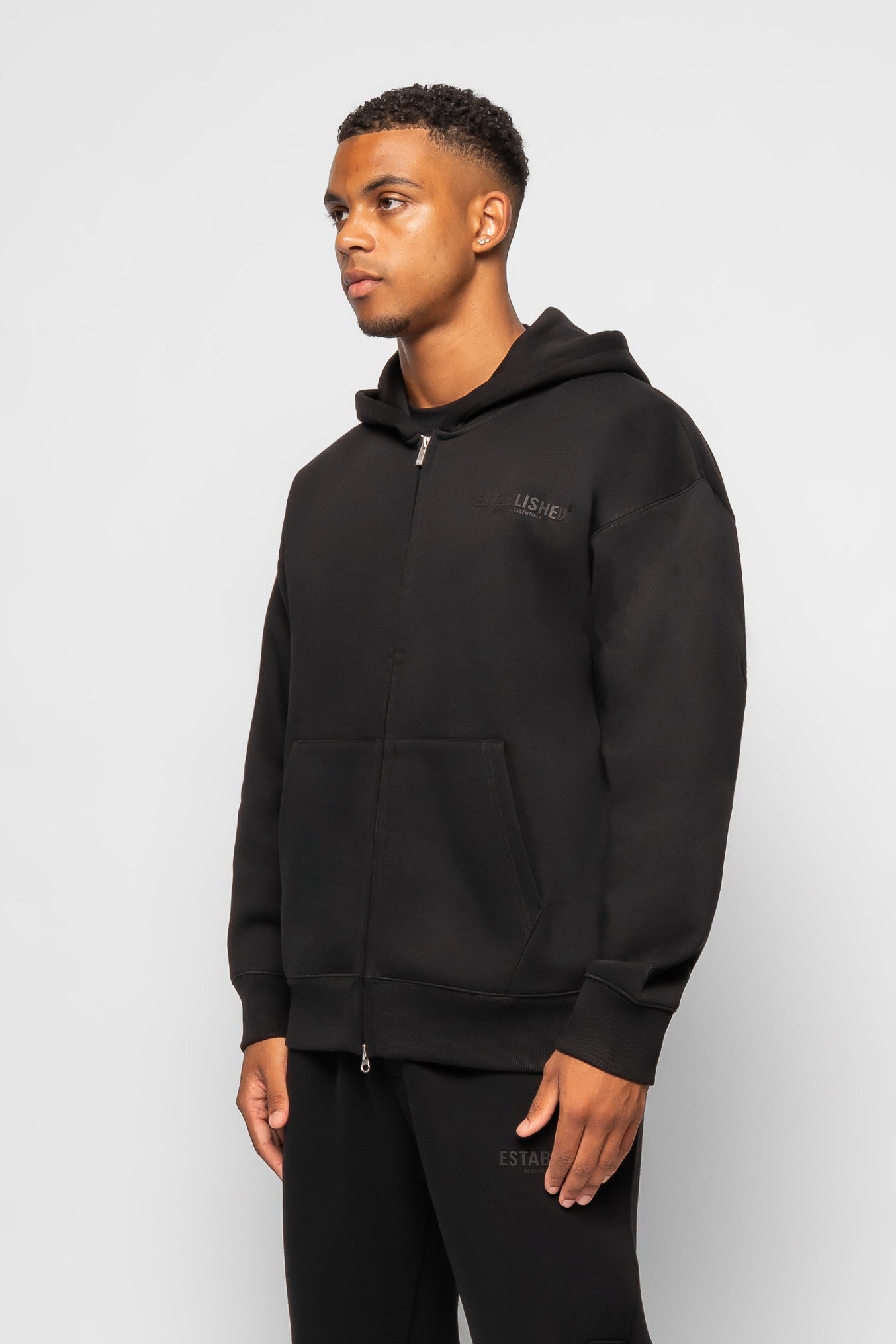 ESTABLISHED STUDIO LOGO ZIP HOODIE BLACK