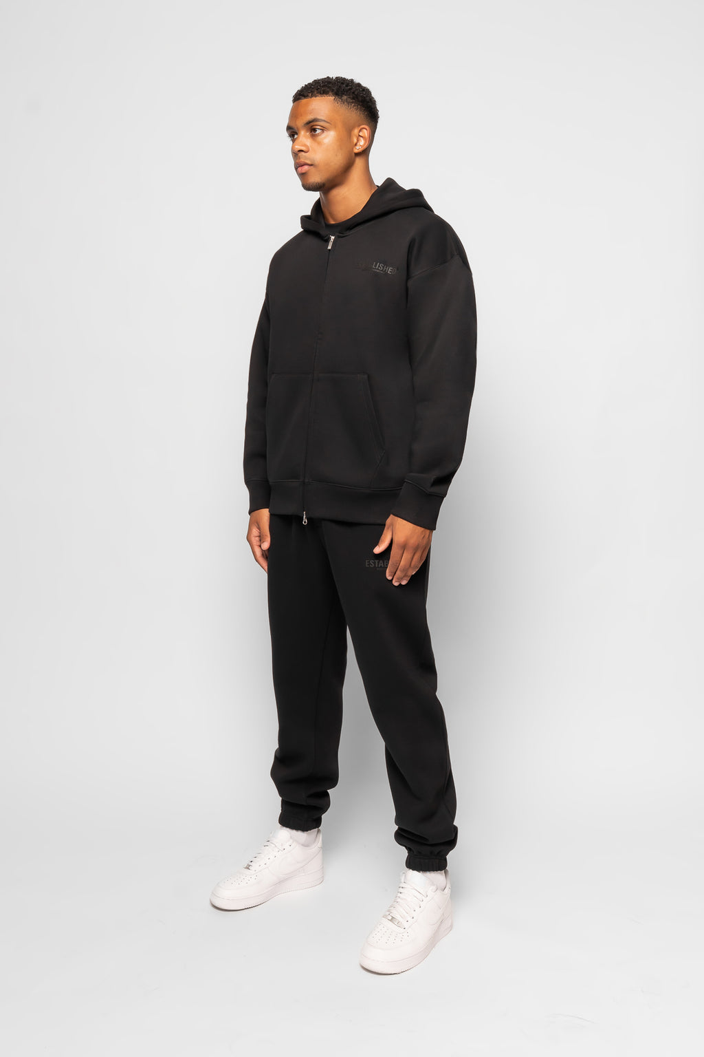 ESTABLISHED STUDIO LOGO ZIP HOODIE BLACK
