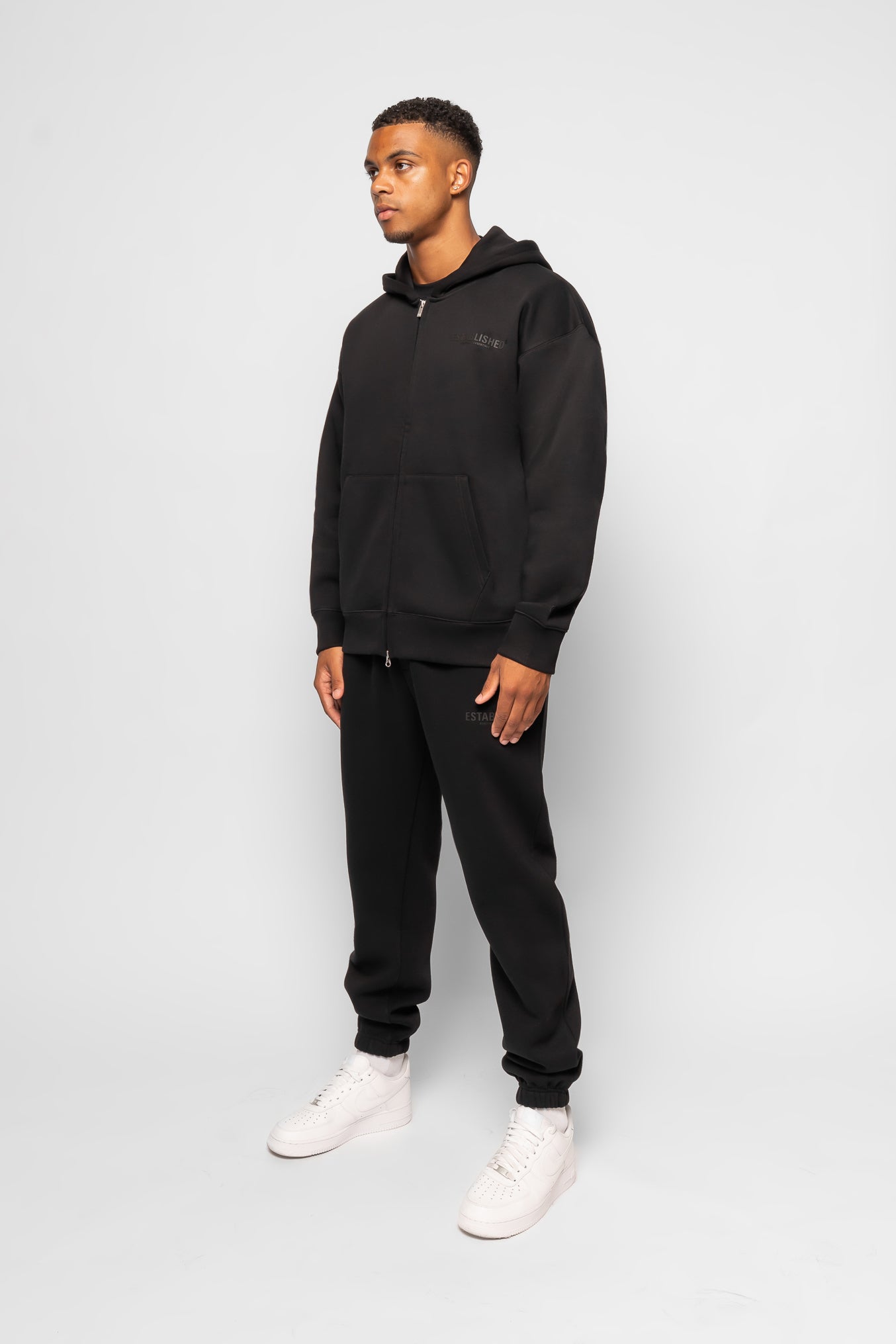 ESTABLISHED STUDIO LOGO ZIP HOODIE BLACK