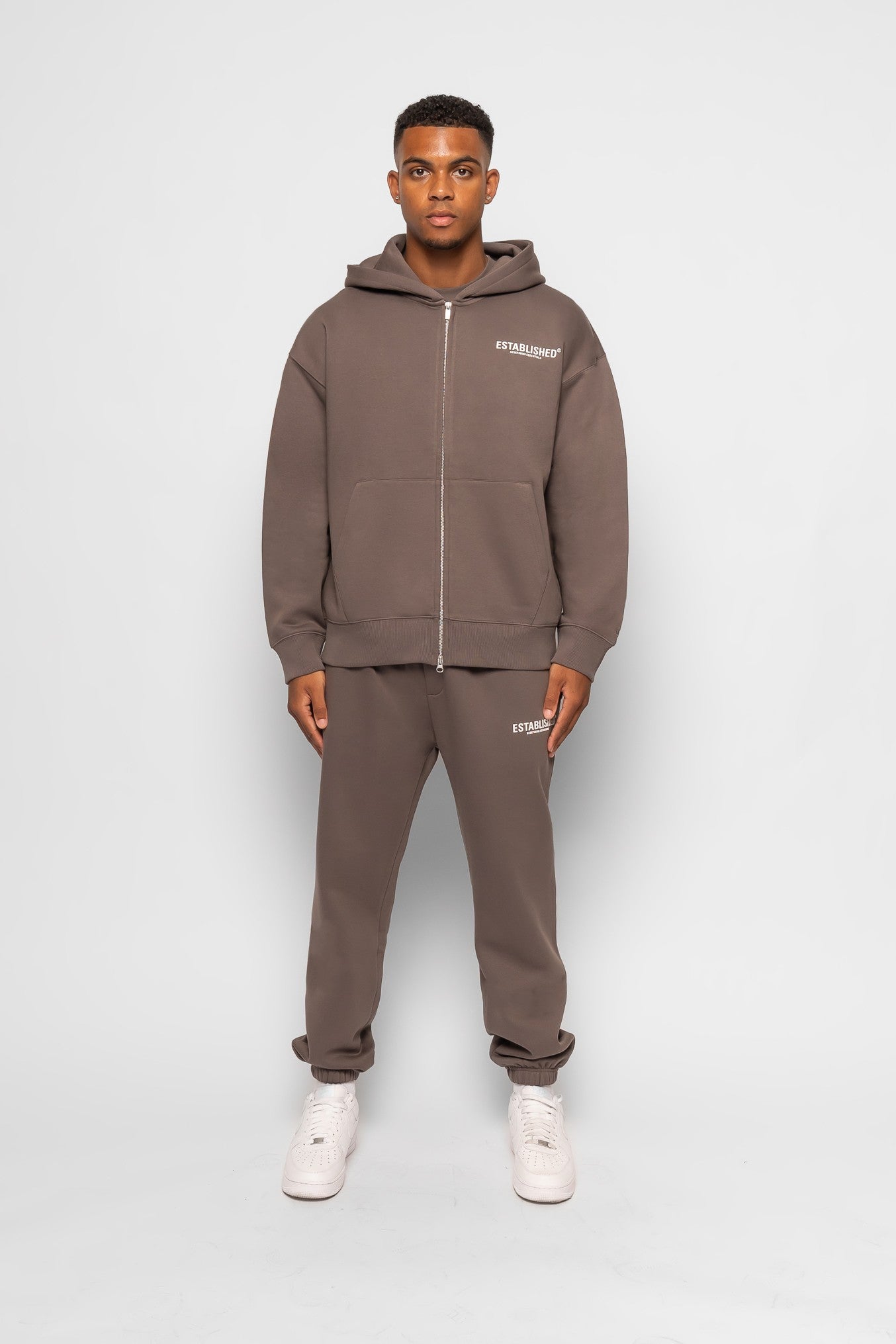 ESTABLISHED STUDIO LOGO ZIP HOODIE GREY