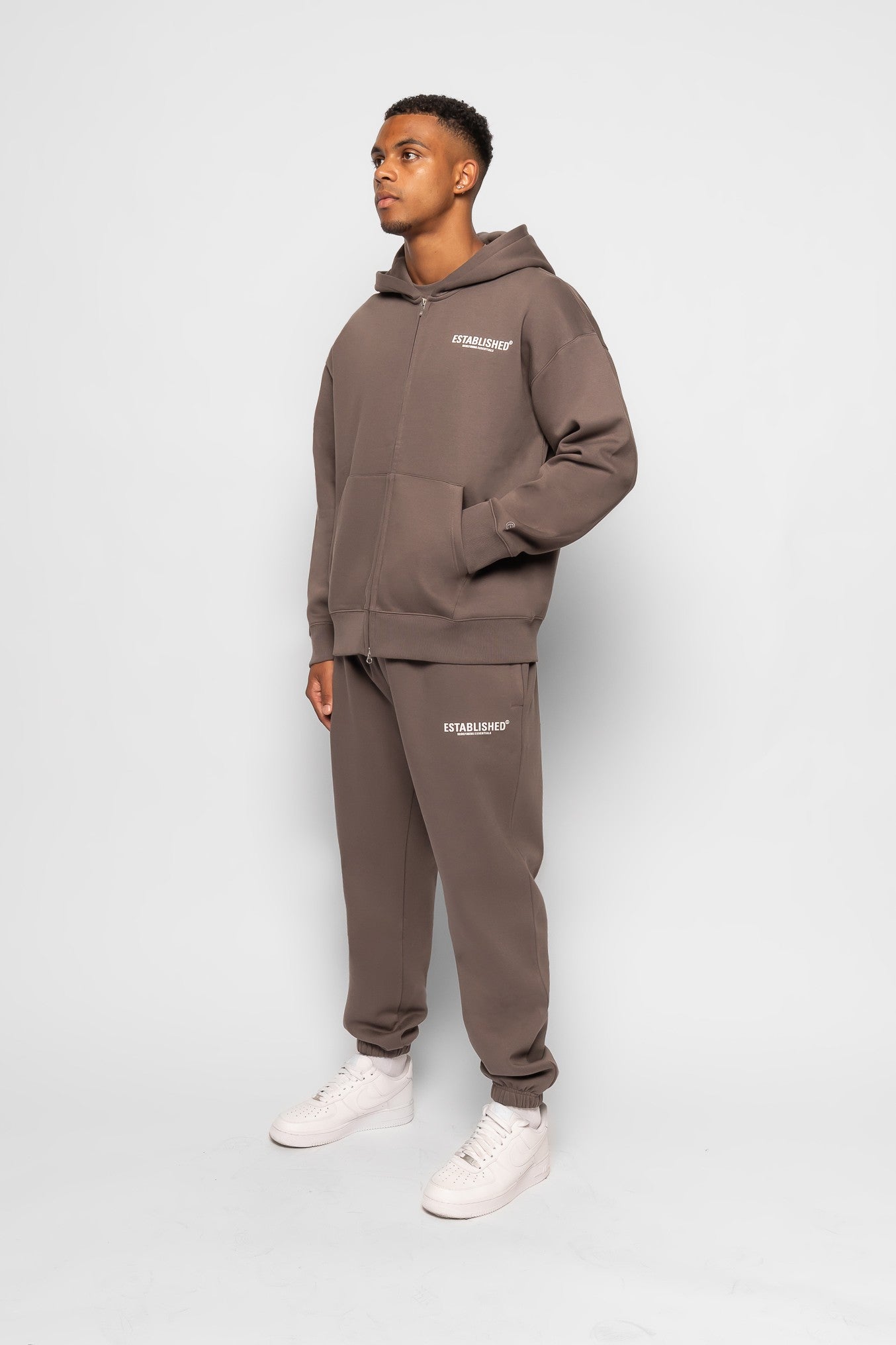 ESTABLISHED STUDIO LOGO ZIP HOODIE GREY