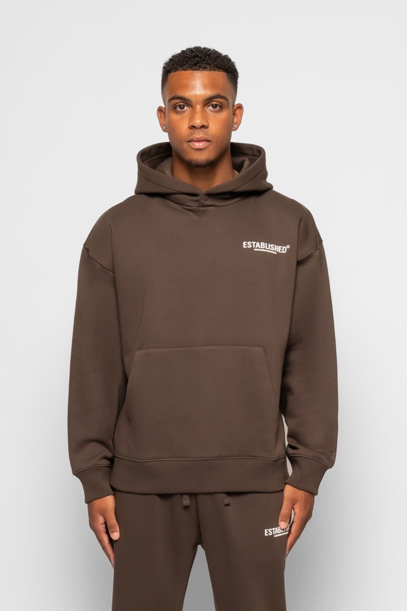 ESTABLISHED STUDIO LOGO HOODIE BROWN
