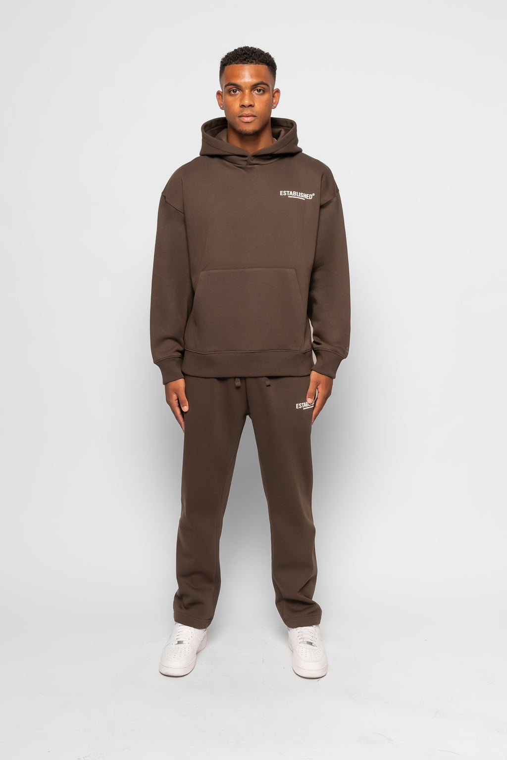 ESTABLISHED STUDIO LOGO HOODIE BROWN