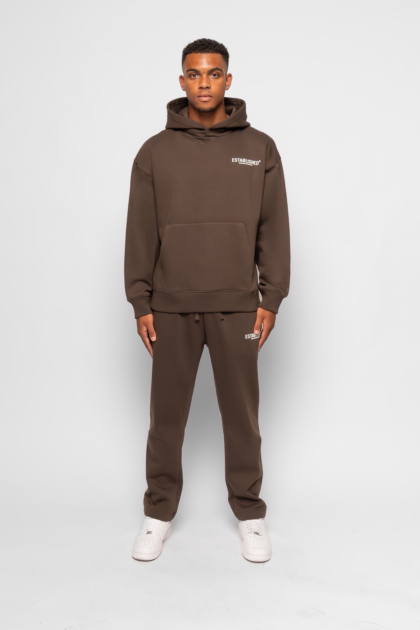 ESTABLISHED STUDIO LOGO HOODIE BROWN