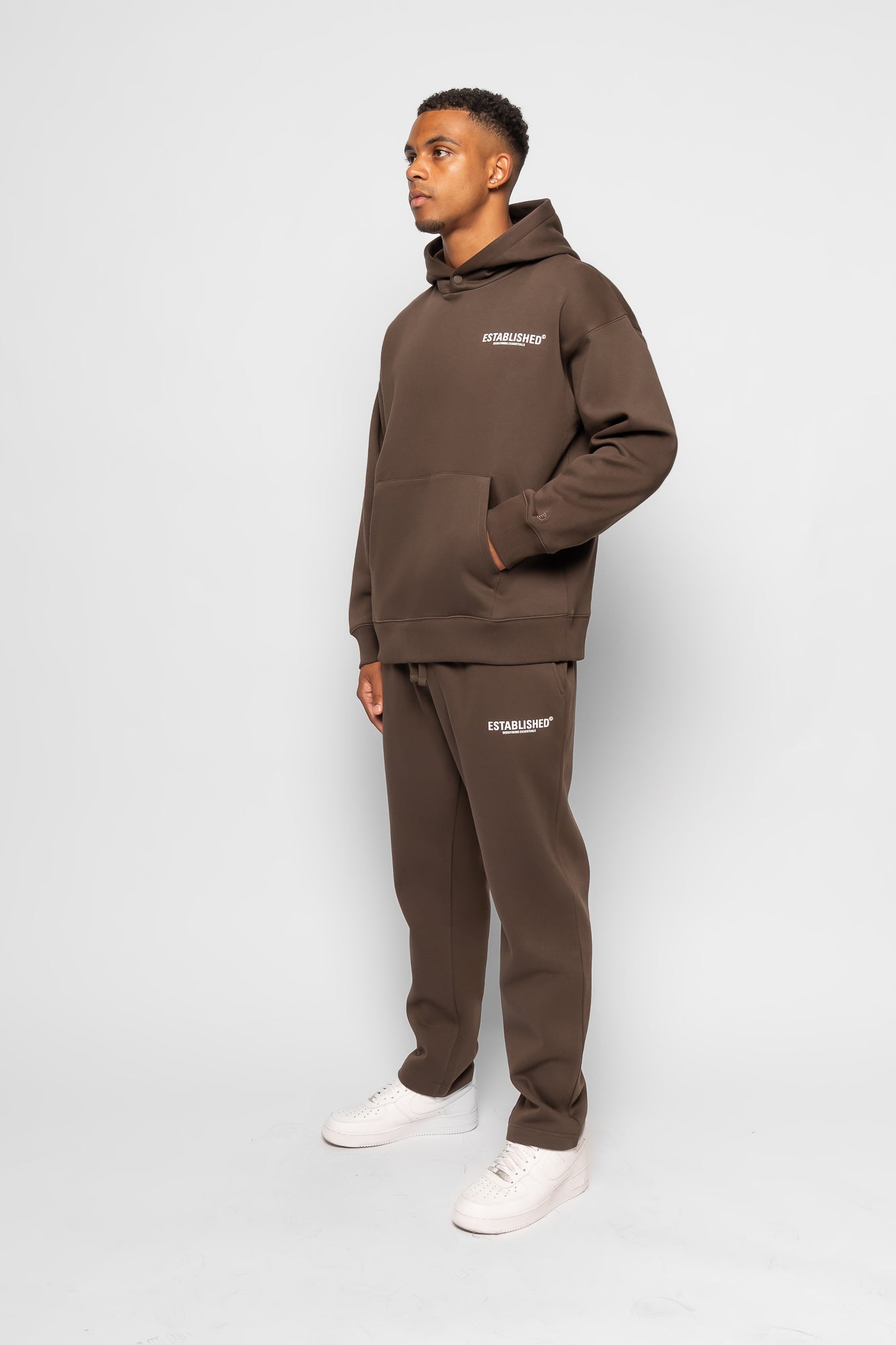 ESTABLISHED STUDIO LOGO HOODIE BROWN