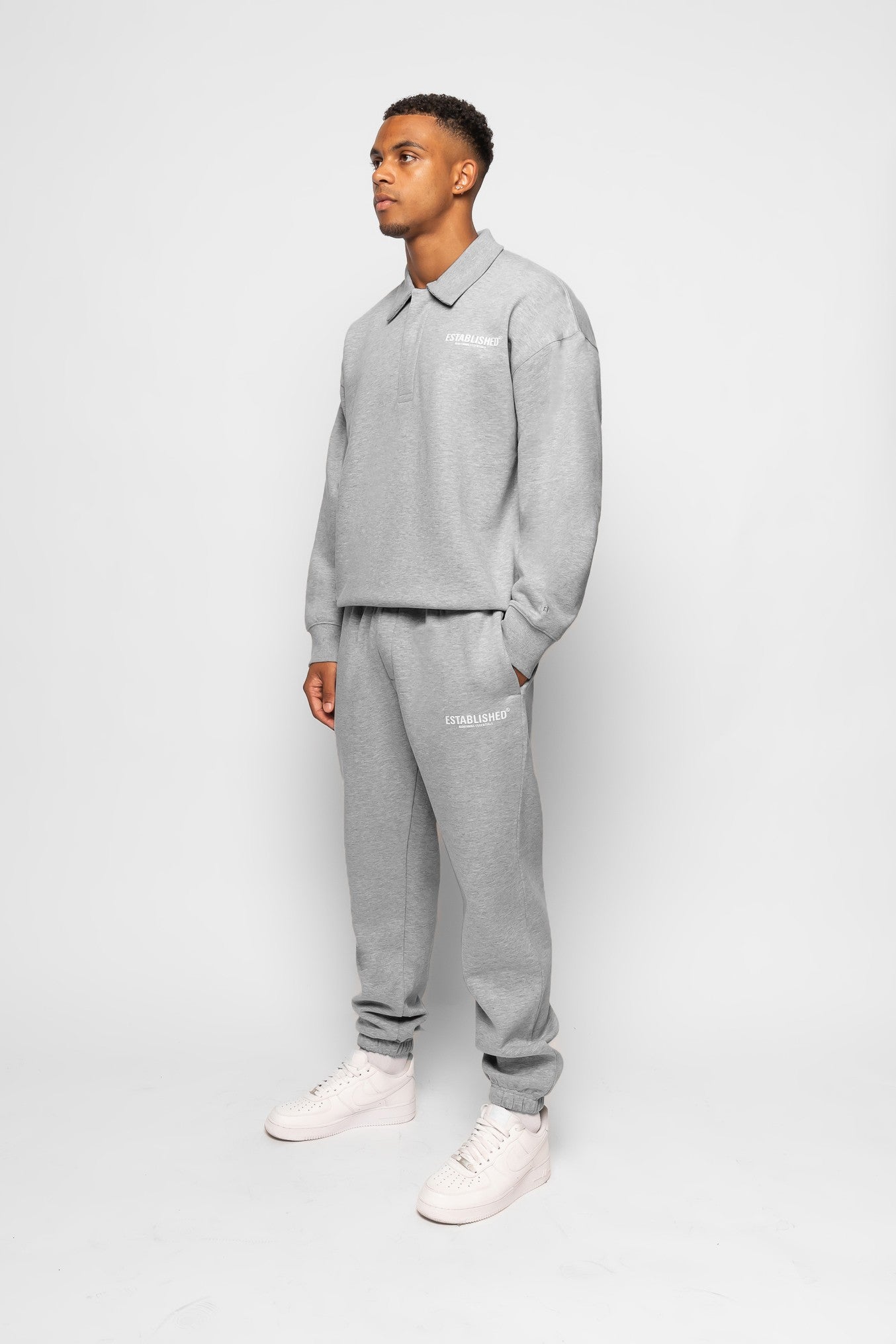 ESTABLISHED STUDIO LOGO CUFFED JOGGER GREY MARL