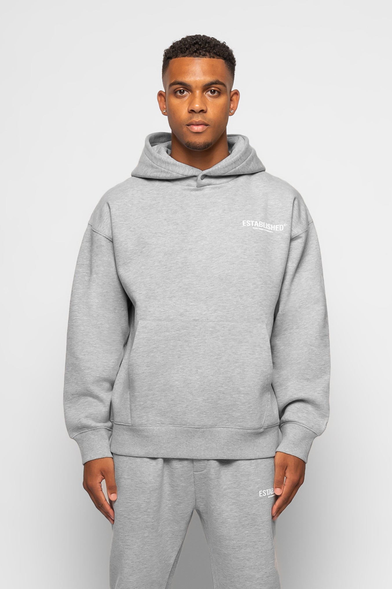 ESTABLISHED STUDIO LOGO HOODIE GREY MARL
