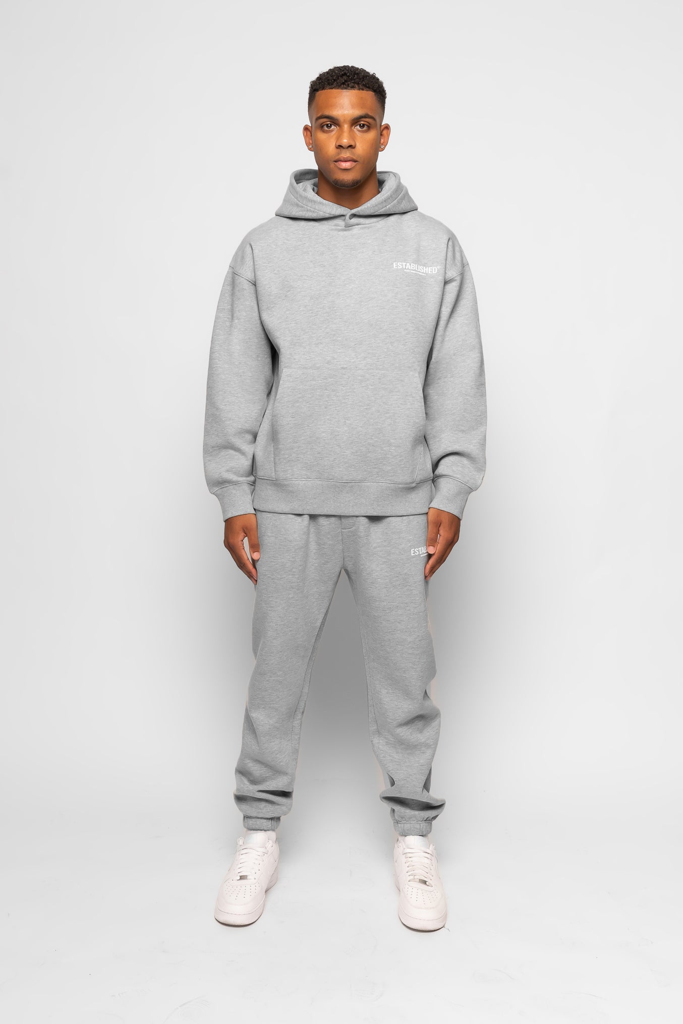 ESTABLISHED STUDIO LOGO HOODIE GREY MARL