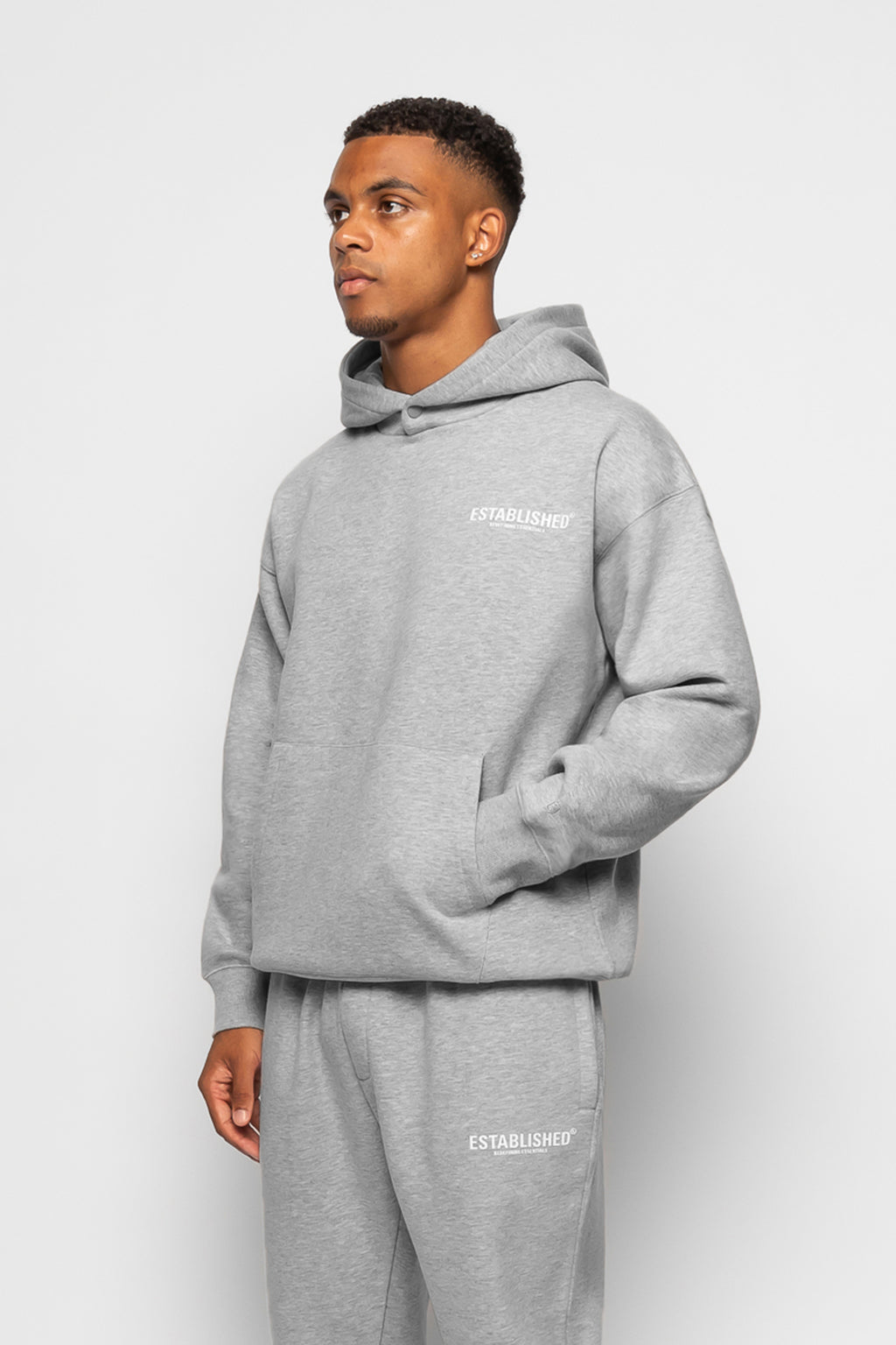 ESTABLISHED STUDIO LOGO HOODIE GREY MARL