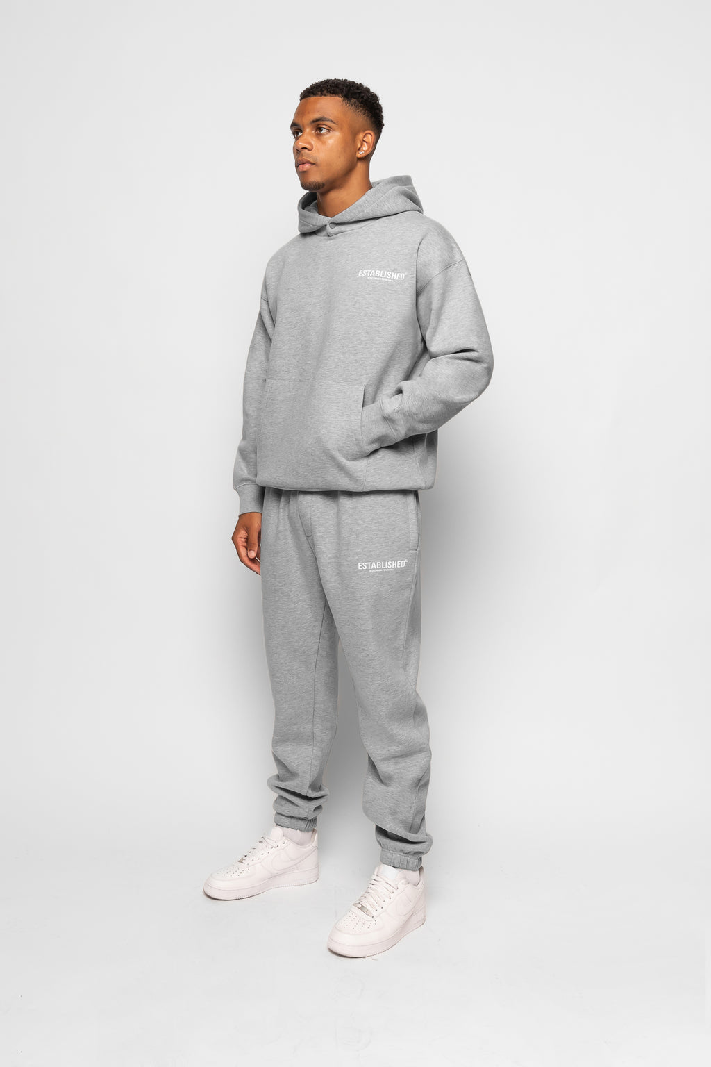 ESTABLISHED STUDIO LOGO HOODIE GREY MARL
