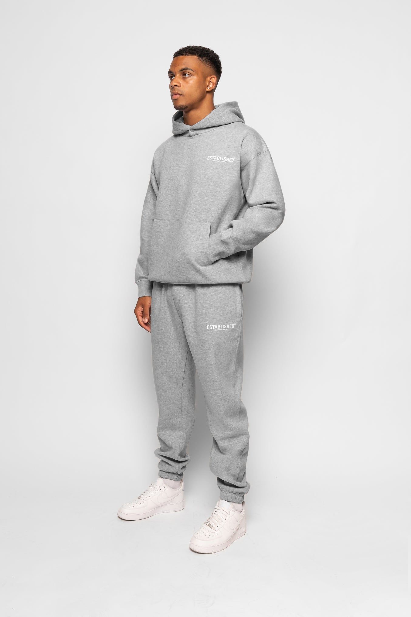 ESTABLISHED STUDIO LOGO HOODIE GREY MARL
