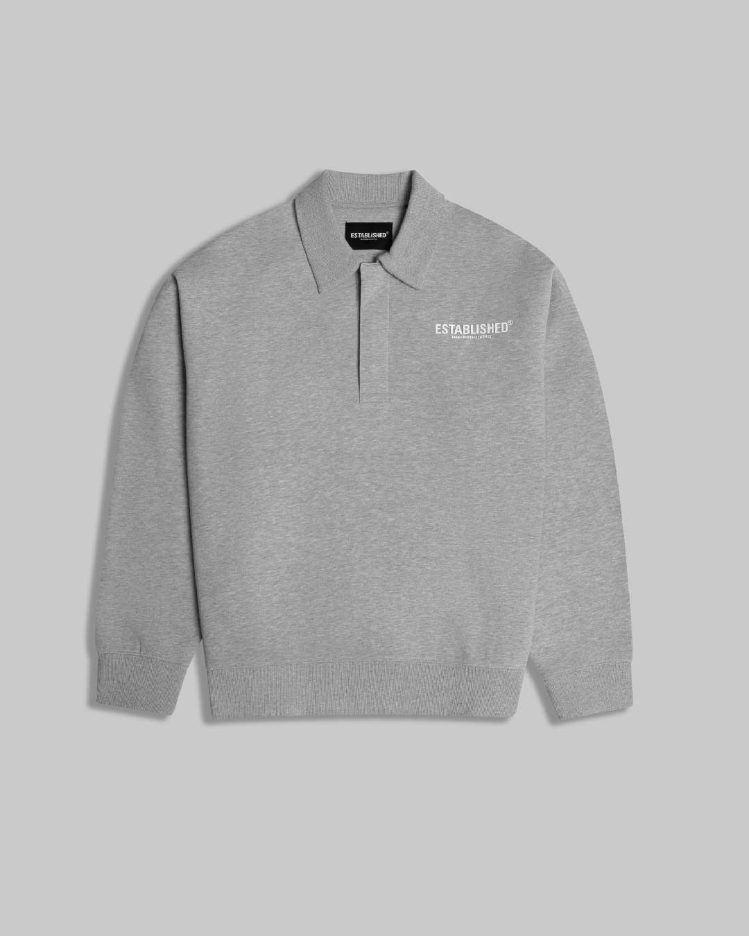 ESTABLISHED STUDIO LOGO COLLAR SWEATSHIRT GREY MARL