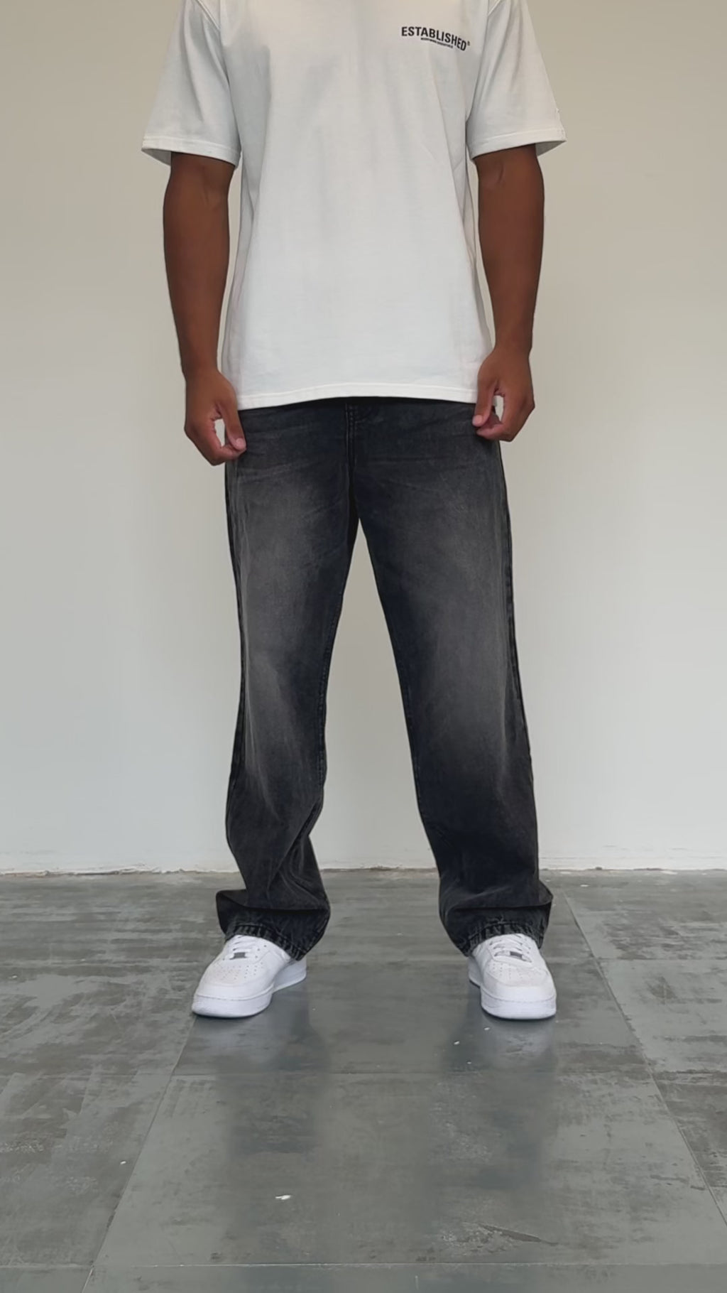 ESTABLISHED BAGGY JEAN WASHED BLACK