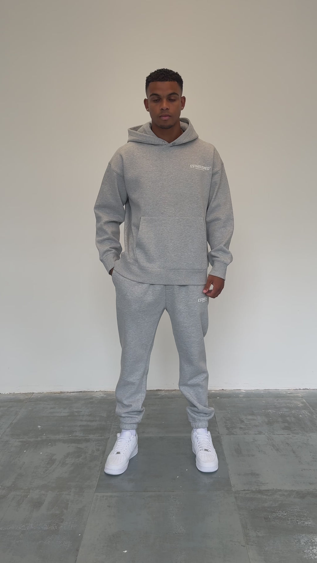ESTABLISHED STUDIO LOGO CUFFED JOGGER GREY MARL